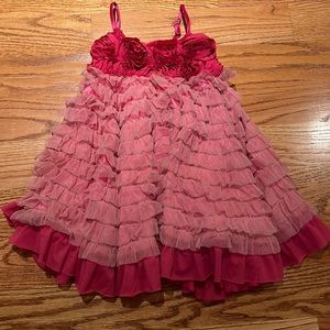 Le Pink beautiful girls dress w/adjustable straps no size but would fit 3-4